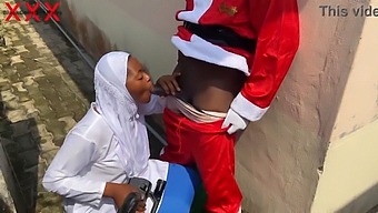Santa And Hijab-Clad Babe Engage In Festive Intimate Encounter. Remain Subscribed To Red.