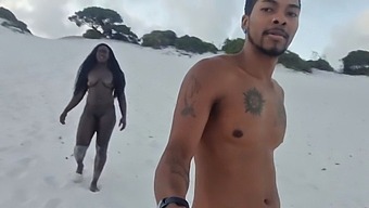 Black Cobra Ejaculates In Mulatto'S Ass After Emerging From Moist Sand
