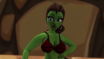 A Seductive, Green-Skinned Alien With A Large Buttocks Enters A Portal For Interracial Sex With Artificial Intelligence Voices
