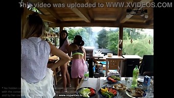 Outdoor Pussy Party With Girls In Mini Skirts And Panties