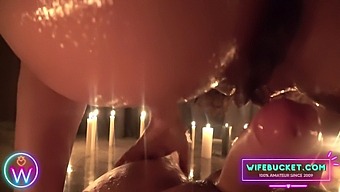 Wife And Husband Indulge In Romantic Candlelit Threesome On Valentine'S Day