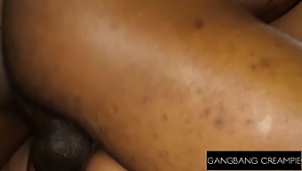 Ebony Queen'S Pussy Filled With Hot Cum After Intense Gangbang