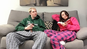 Step-Sibling Catches Step-Sister Studying While He Masturbates Nearby