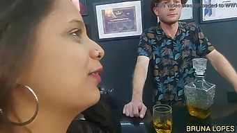 Bruna And Manuh Cortez Have Sex With Barman Malvadinho, Who Struggles To Handle Her Three Big Tits And Summons Malvado For Assistance....